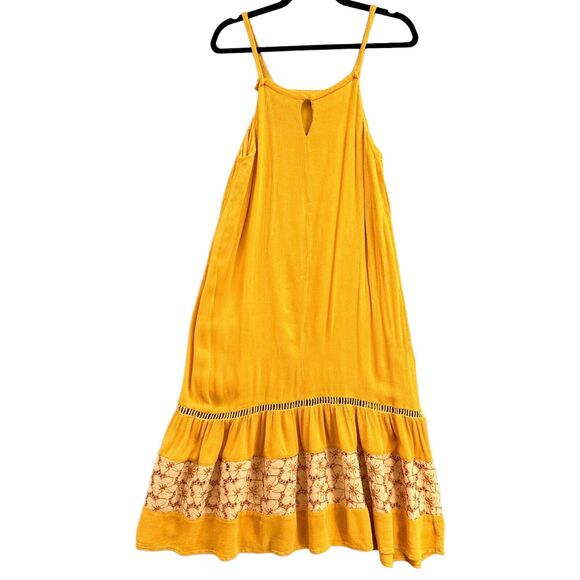 Miss Me Dress Lg Mustard Yellow Sleeveless Boho Beachy Floral Western Cowgirl - Picture 2 of 16